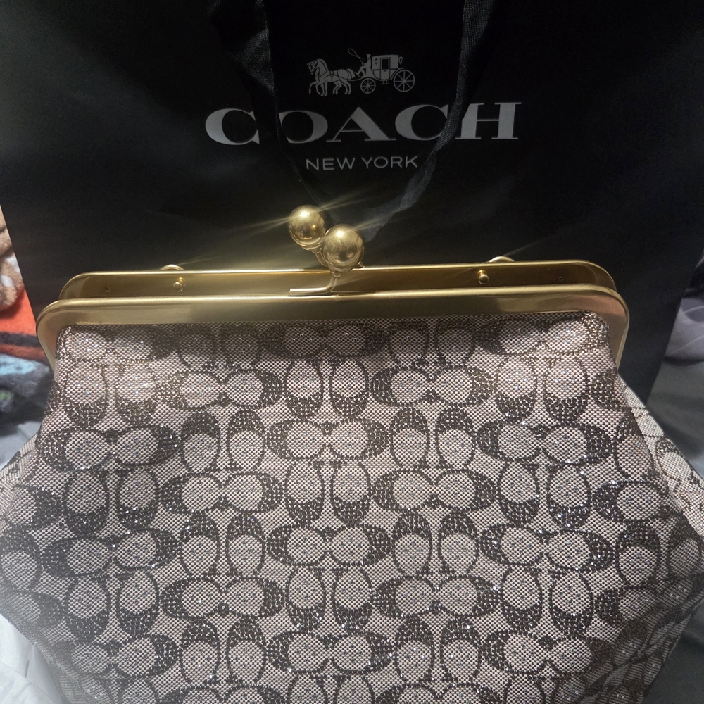 Coach Brown Signature Clasp Bag